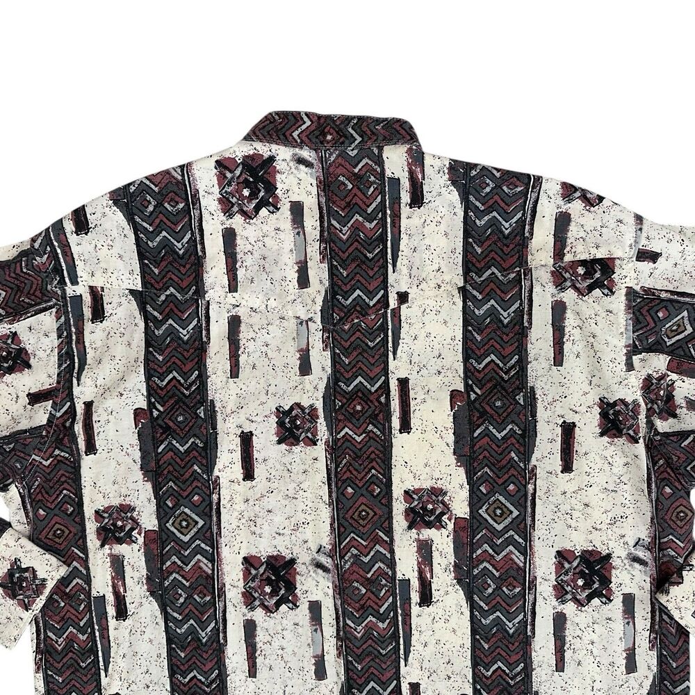 Vtg Wrangler Western Shirt Aztec X-Long Tails Long Sleeve Band Collar 17-1/2x35 - Picture 9 of 10